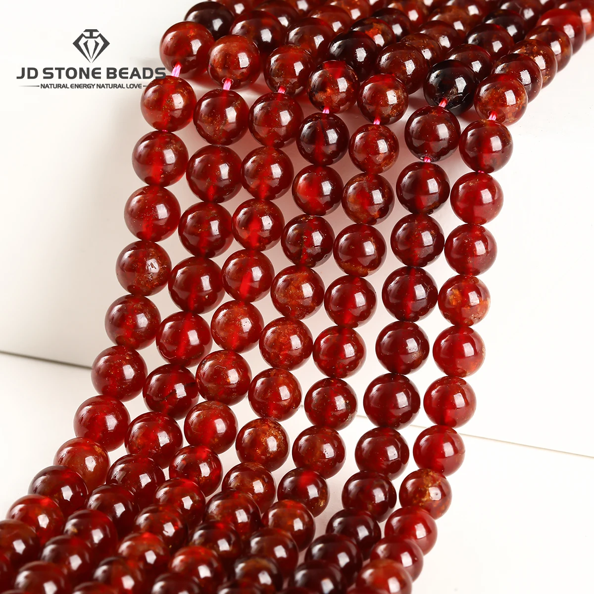 

5A Genuine Natural Orange Garnet Beads Round Loose Spacer Gems Bead 6 8 10mm For Jewelry Making Diy Necklace Bracelet Accessory