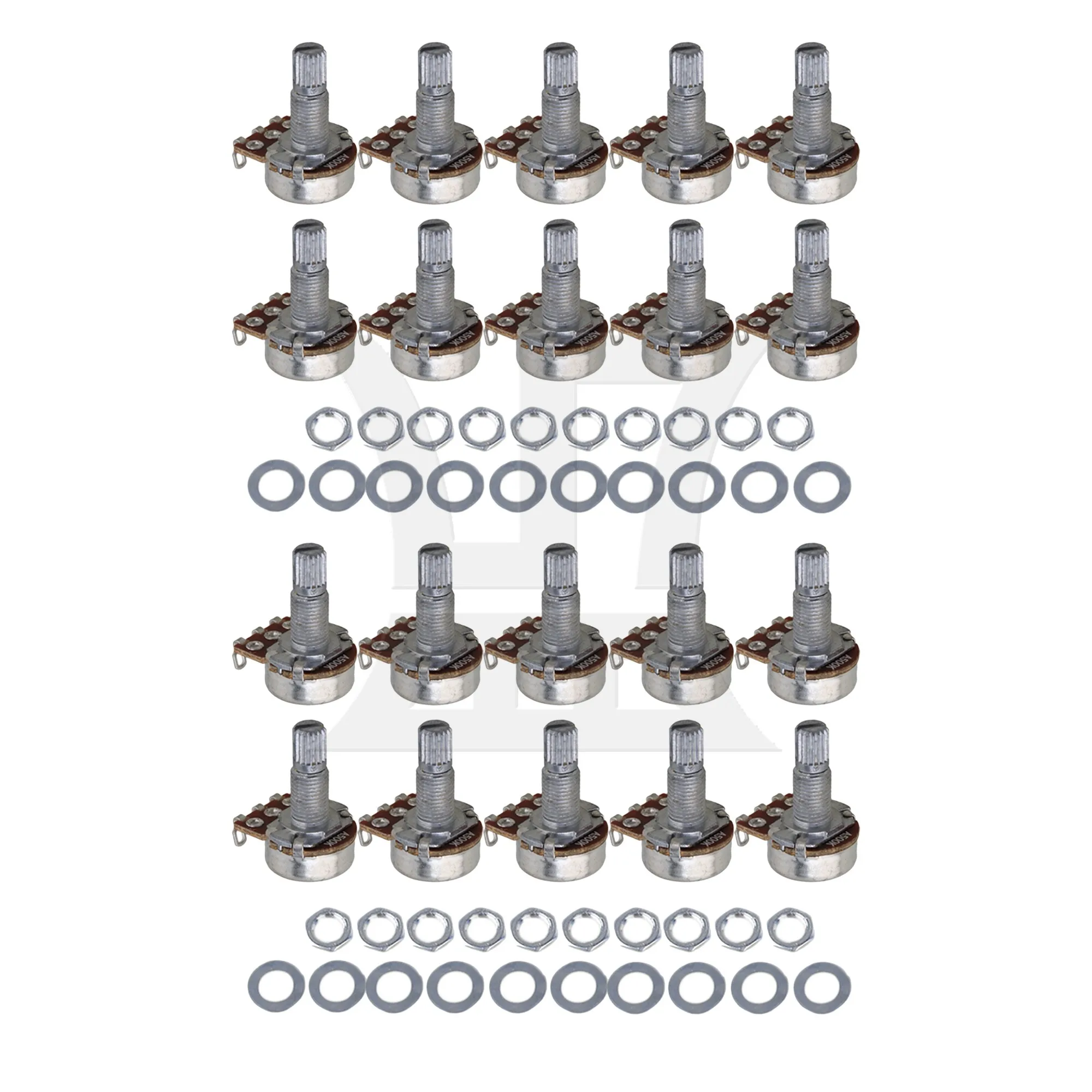 

Yibuy 20 pcs 500K OHM Audio MINI POTS Guitar Potentiometer 0.71" for Electric Guitar