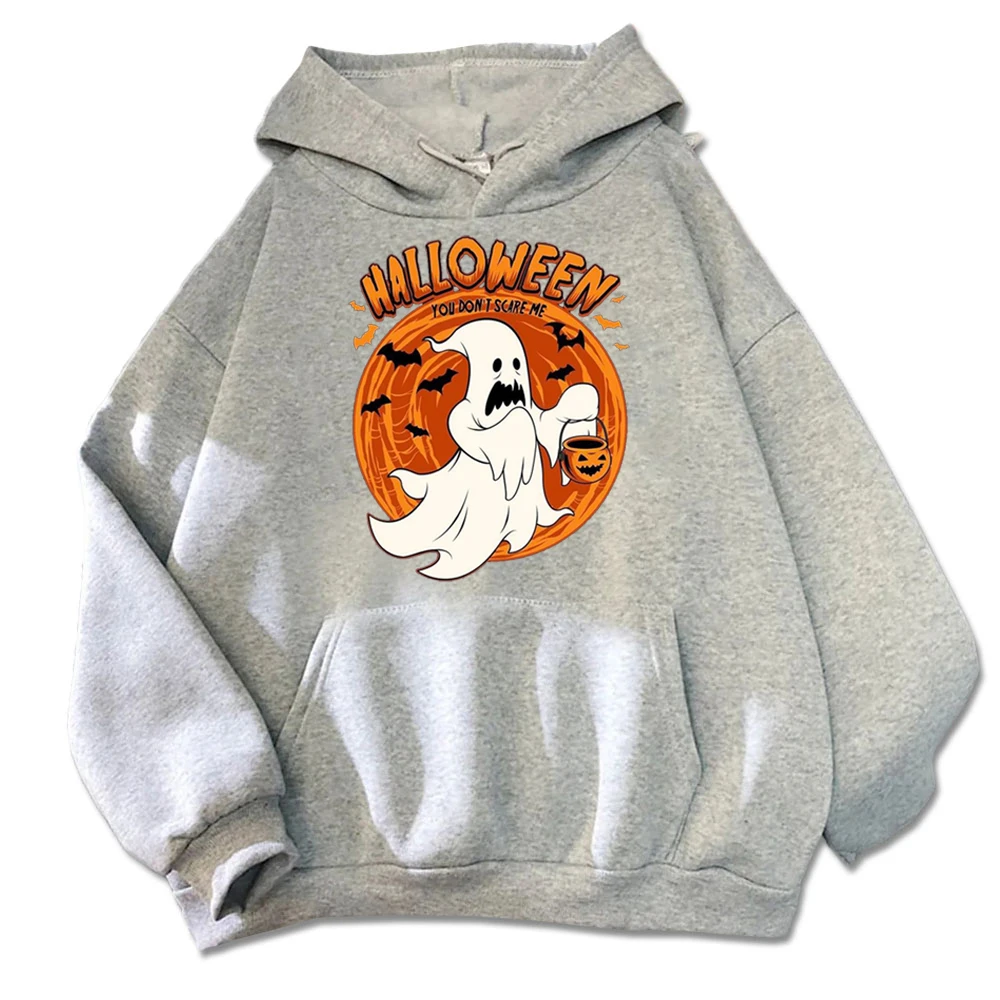 Spooky Fun Halloween Costume Hoodie Featuring A Flying Ghost & Bats Hoodies Unisex Autumn Streetwear Tops  Women Mens Sweatshirt