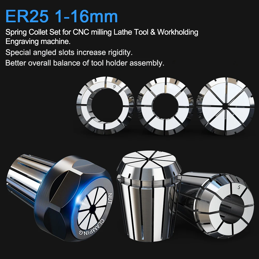 XCAN Tool Holder ER25 Collet Spring Collet Chuck 1mm-16mm for CNC Engraving Machine Mill Lathe Tool Spindle Motor ER25 Wrench