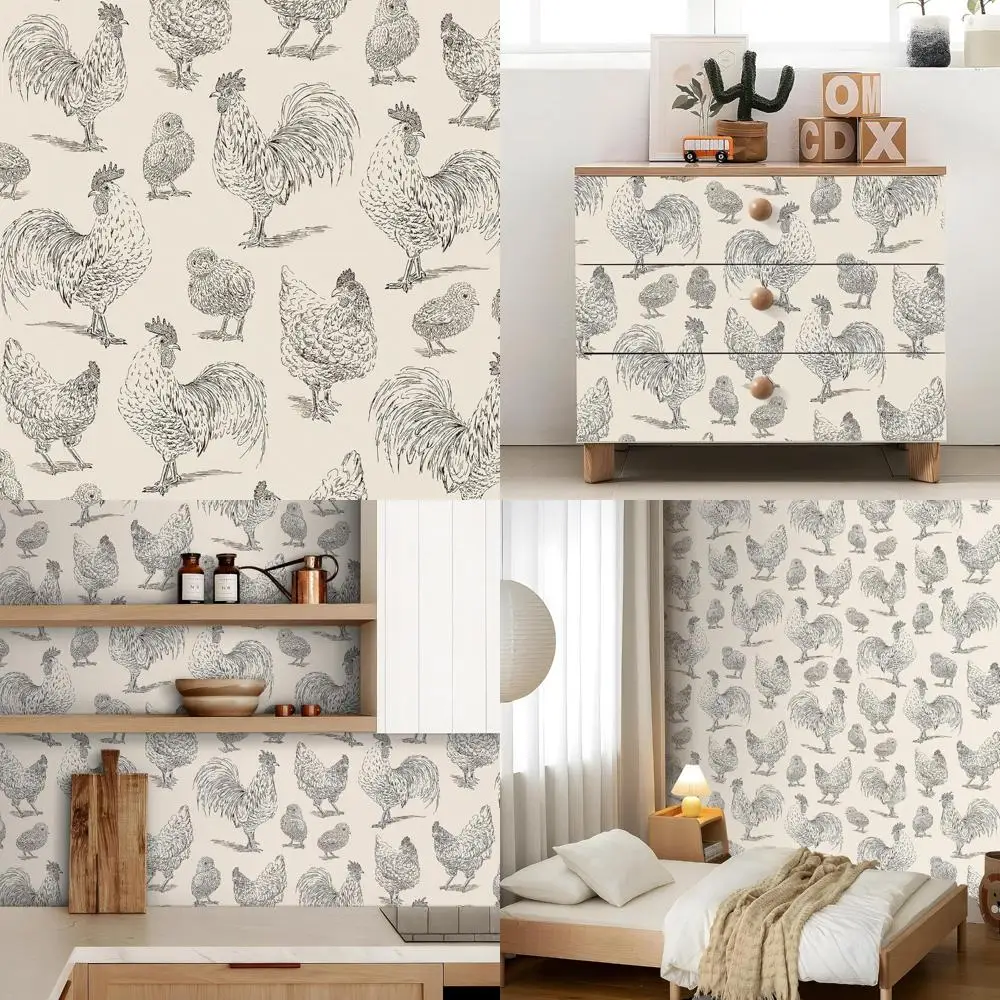 ورق جدران محايد عتيق على شكل مزرعة قابل للتقشير واللصق، تصميم قلب كوخ ريفي، ورق جدران رمادي داكن قابل للإزالة للمنزل