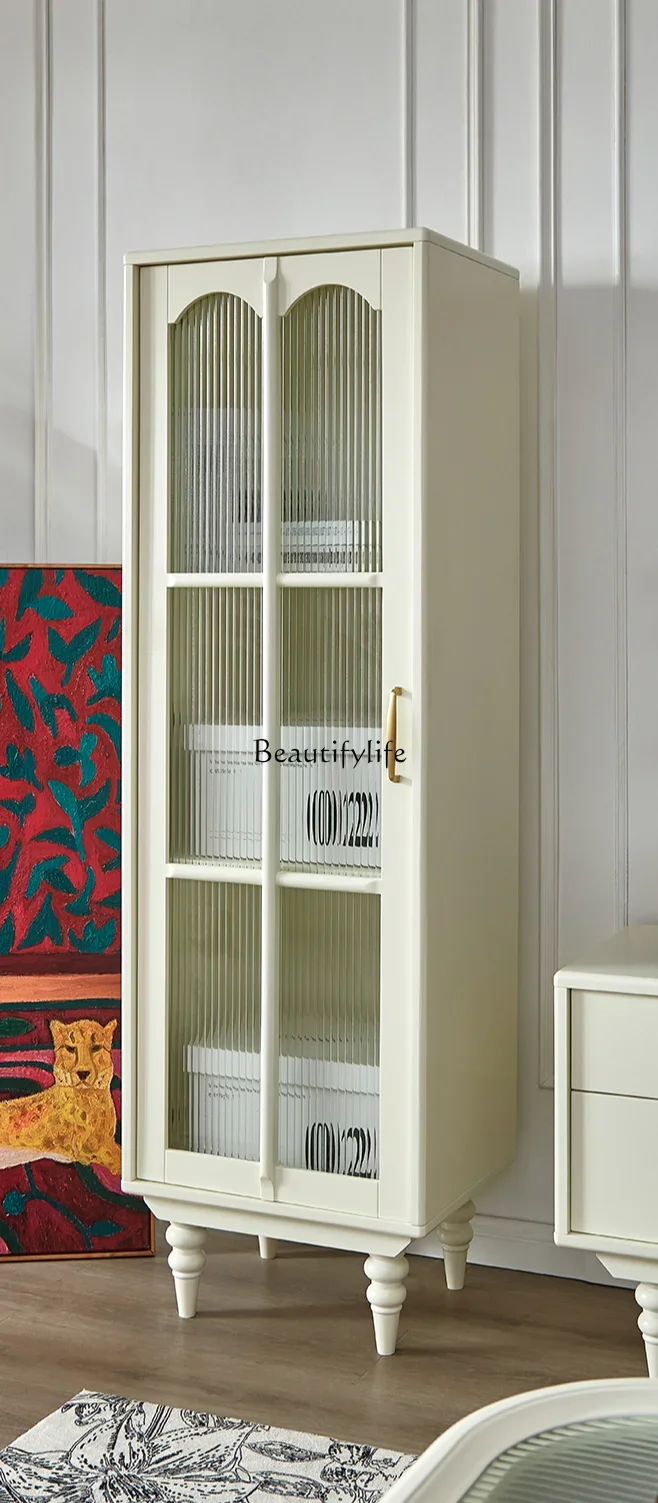 Retro Changhong glass single-door household side cabinet American solid wood wine cabinet