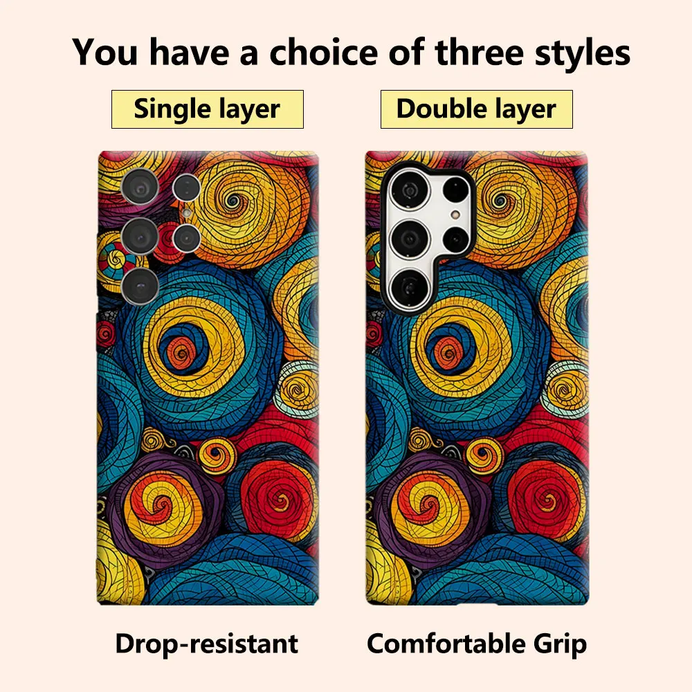 Vibrant Swirl Art Luxury Fashion Full Lens Protective Case for Samsung Galaxy S26 S25 S24 A56 A36 Plus Ultra