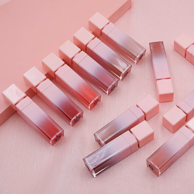 Wholesale Pink Lip Gloss Custom Logo Vegan Glitter Lipgloss  Clear Nude Red Liquid Lipstick Cosmetics Vendor Bulk