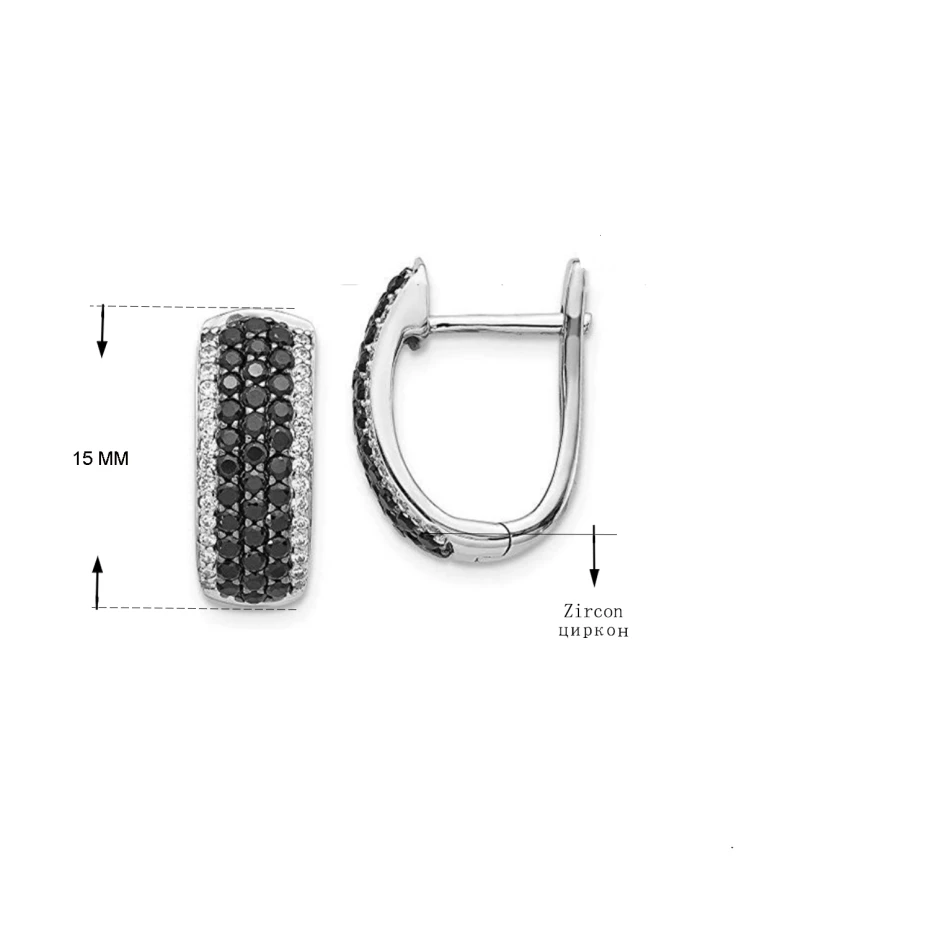 Black Awn 2026 New Classic Silver Color Round Trendy Spinel Engagement Fashion Hoop Earrings For Women I200