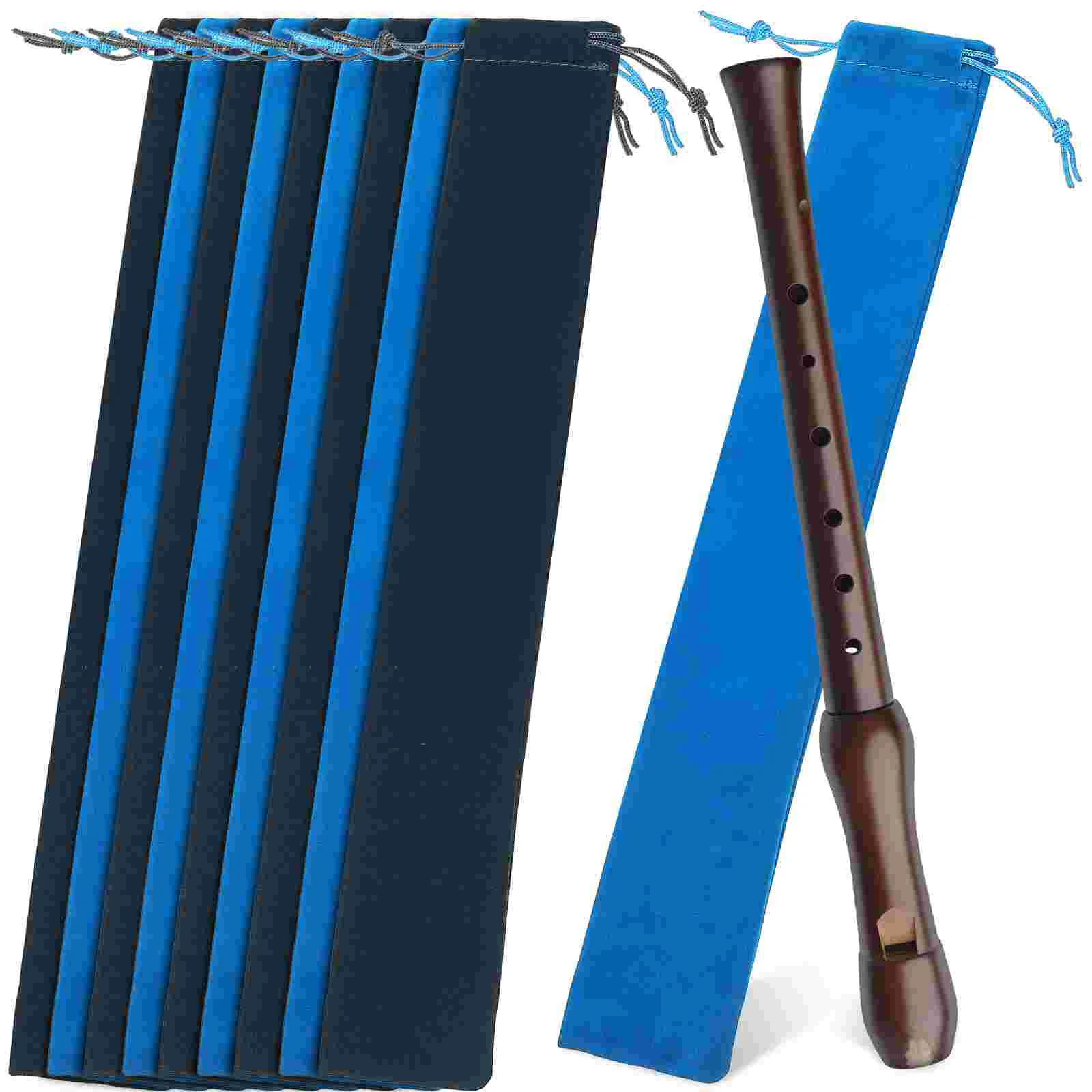 

10 Pcs Whistle Clarinet Storage Bag Child Recorder Drumstick Drawstring Suede Vertical Flute for Music Instrument