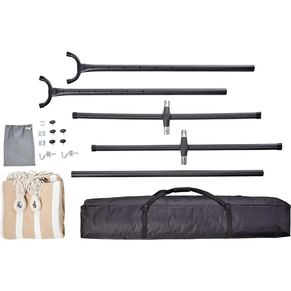 

#For Double Hammock with 9-Foot Space Saving Steel Stand and Carrying Case, 450 lb Capacity, Beige Stripe with Lace