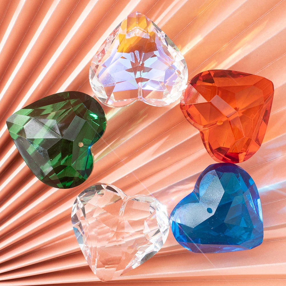 

Crystal Heart Suncatchers Window Prisms Hanging naments Christmas Tree Gems Home Heart Shape Crystal Decor
