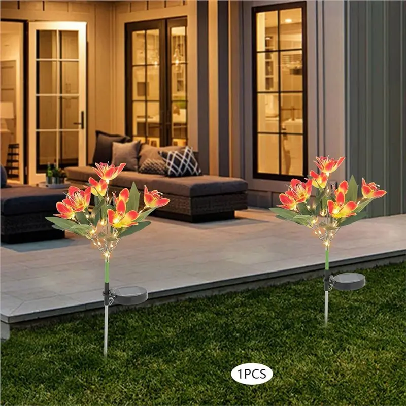 RMWIN-Waterproof Solar Garden Light 7 Head Solar Swaying Orchid Outdoor Lighting Solar Powered Flowers Garden Decoration