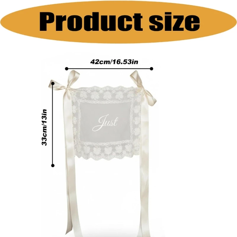 Just Married Sheer Panels Chair Back Sleeve with Ribbon Fasteners Ceremony Table Chair Sign Ornament Pair for Wedding and JOMD