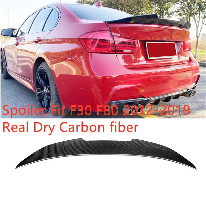 PSM Style Dry Carbon Fiber Good Fitment For BMW 3 Series F30 F80 M3 4-Door 2012 -2019 Rear Bumper Spoiler