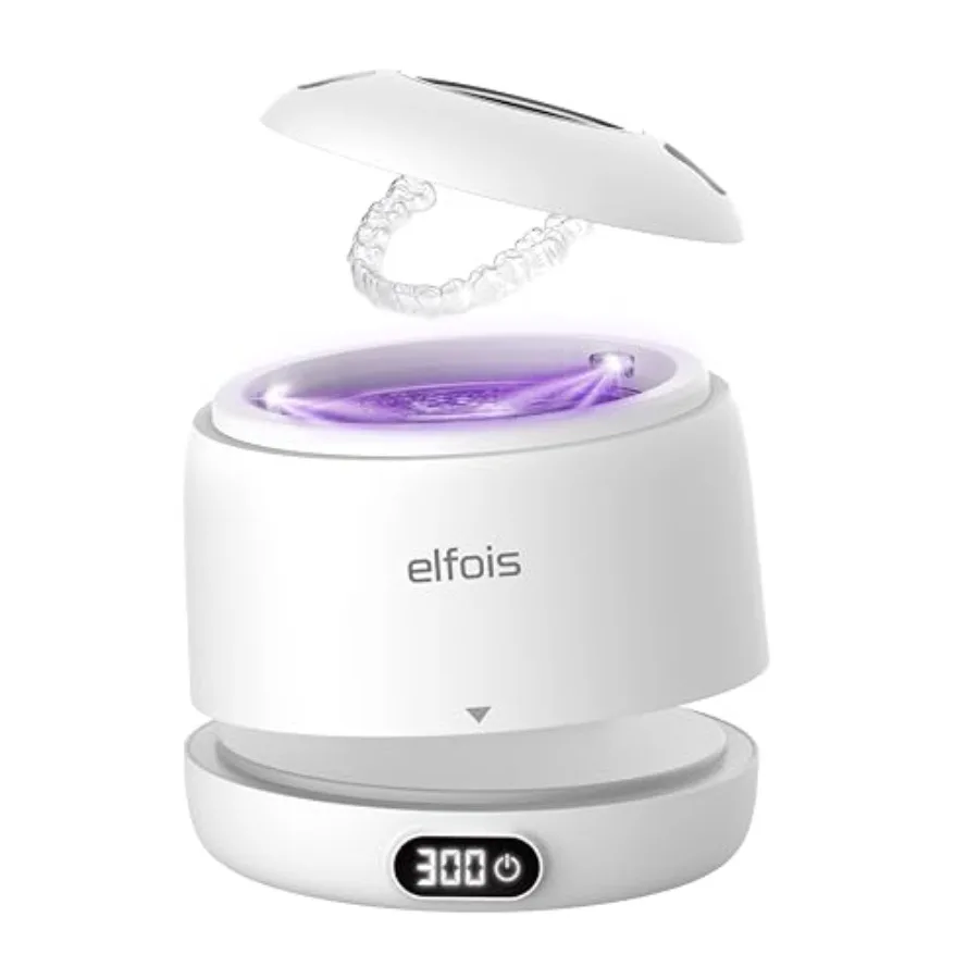 

Ultrasonic Retainer Cleaner Machine 45kHz Dental Pod with 4 Cleaning Modes UV Retainer Cleaner for Invisalign Aligners Mouth Gu