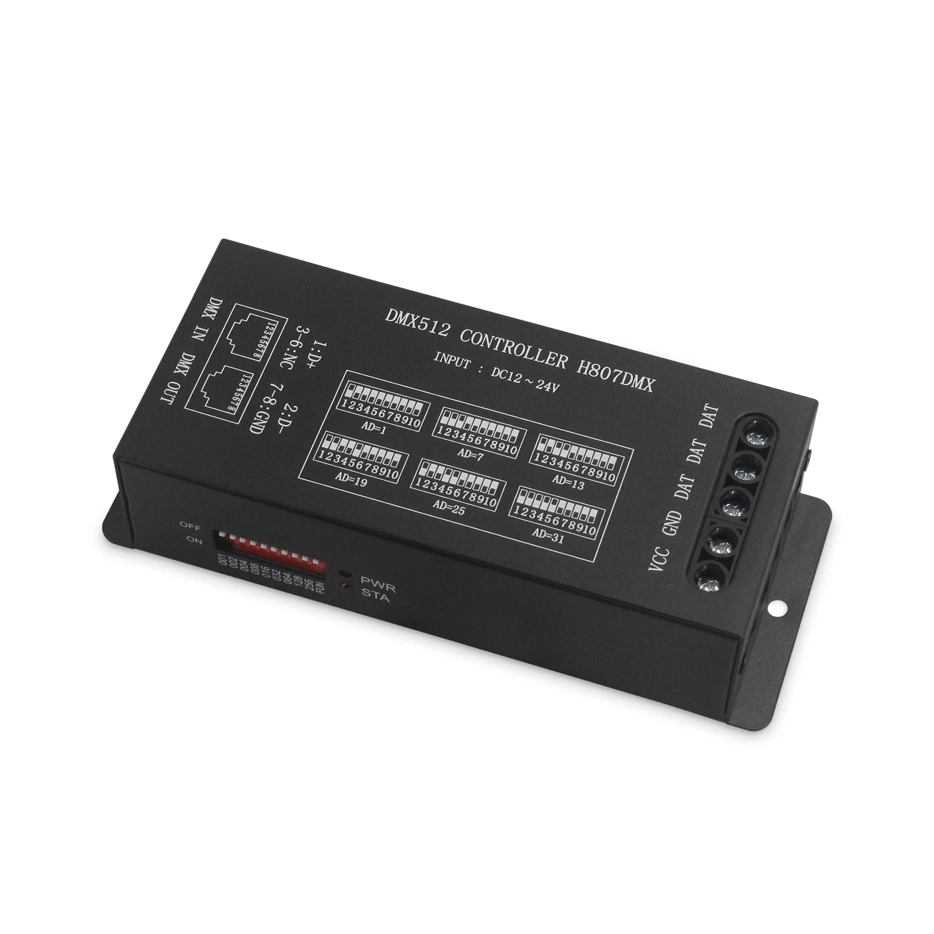 H807DMX DMX512 LED Decoder DMX Console To SPI RGB Controller For WS2811 WS2812 WS2813 Led Strip Light