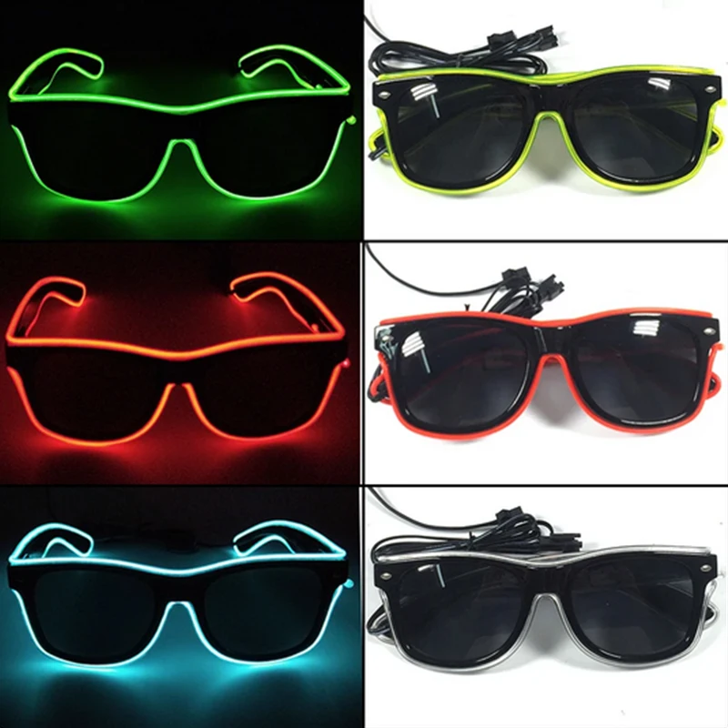 LED Sunglasses Toy Halloween Christmas Neon Music Night Club Bachelorette Party Atmosphere Favor Toy Led Luminous Men Glasses