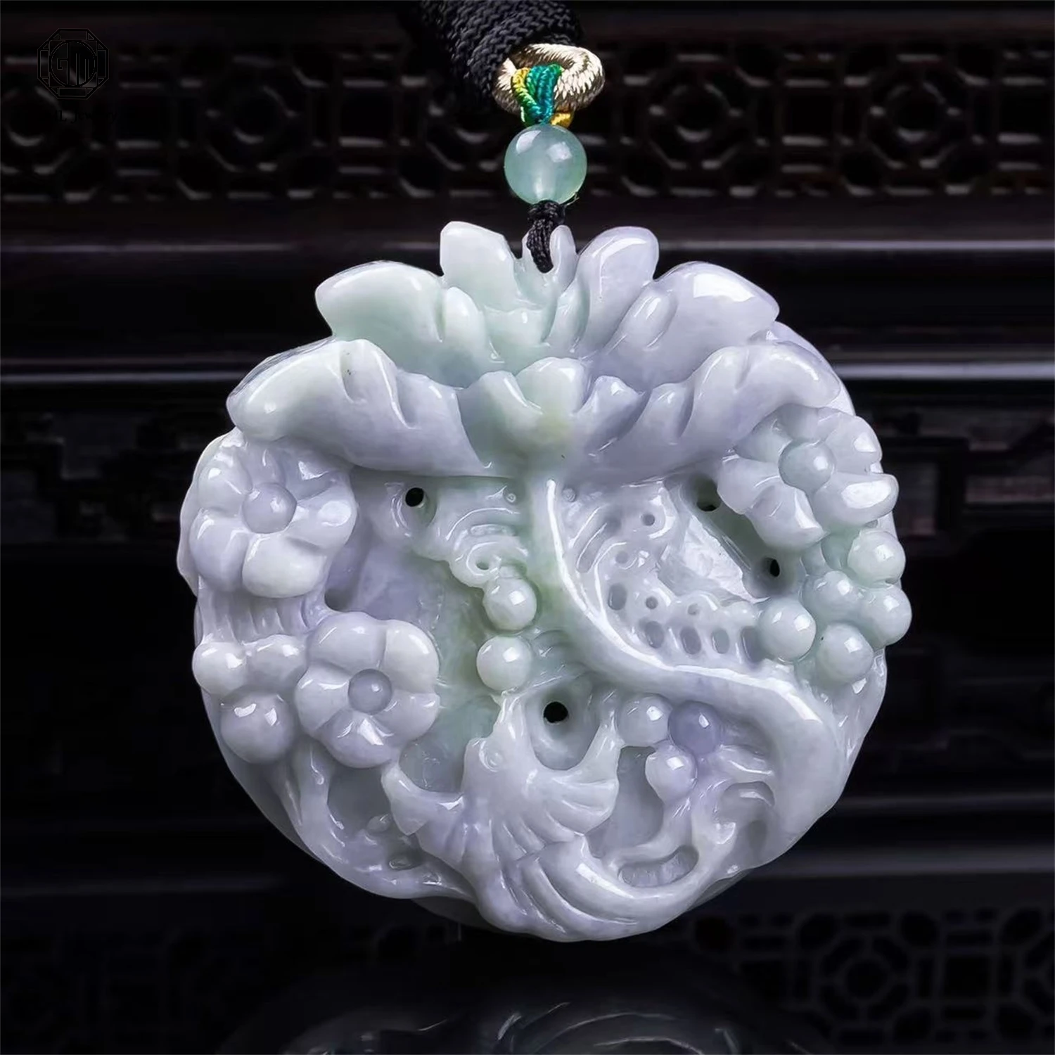 Natural Grade A Jadeite Blossoming Prosperity Thick Master Carved High Ice Old Material Pendant Unisex Gemstone Necklace Jewelry