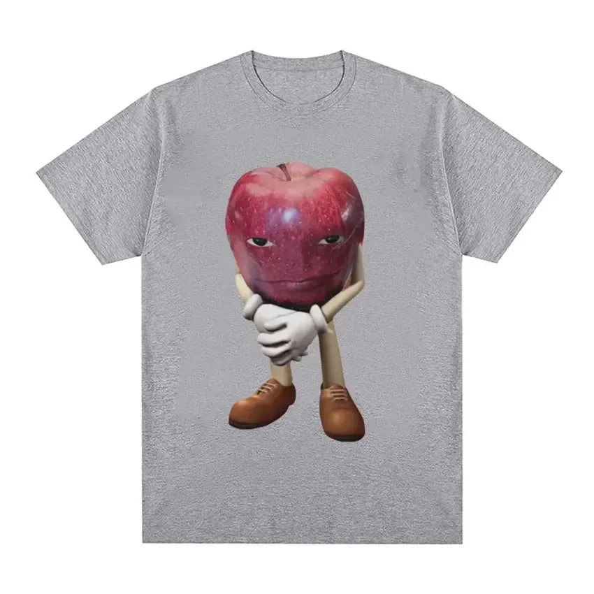 Kaos katun kualitas tinggi pria, T-shirt atasan lengan pendek kasual Retro Apple dengan wajah Meme uniseks