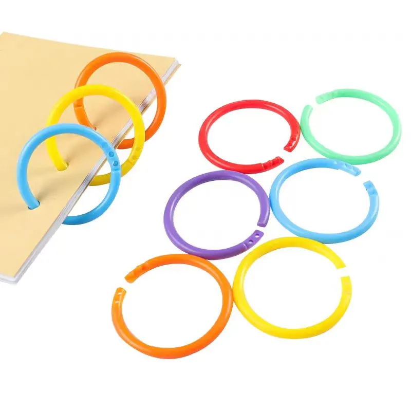 100pcs/Lot Removeable Color Plastic Loose Leaf Binding Ring for Loose-Leaf Book Paper and Documents Opening Office Supplies