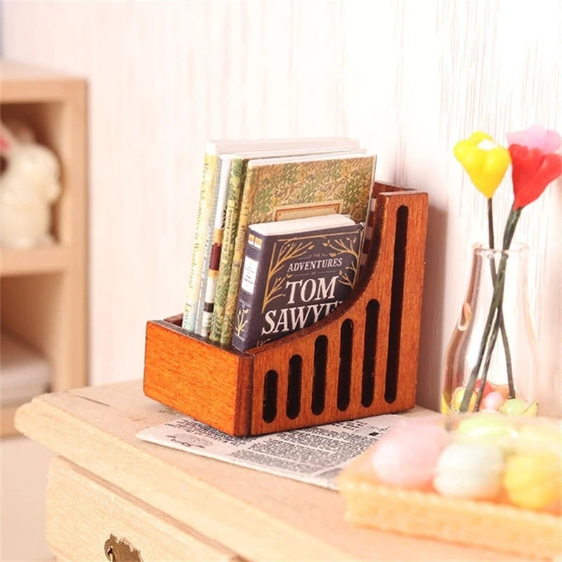 1Set 1/12 Poppenhuis Miniatuur Boekenplank Opbergrek Desktop Organizer Doos Home Model Decor Speelgoed Poppenhuis Accessoires