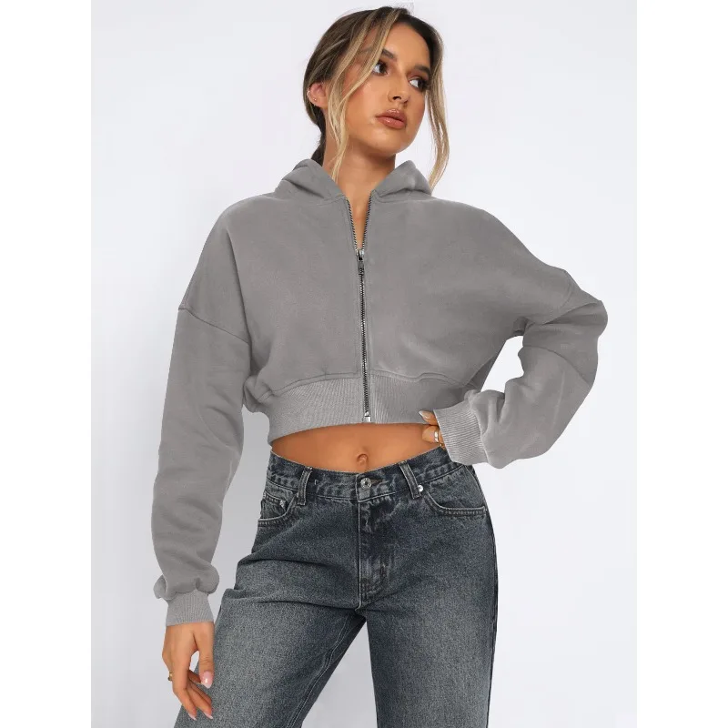 Women's Autumn Spring Top Coat Sweatshirt Hoodie Cardigan Zipper Simple Comfortable Casual Design Fashion Niche Versatile Skinny