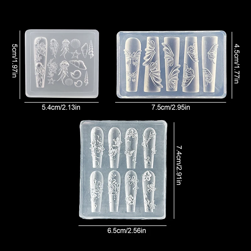 3D Mini Silicone Mold Butterfly Flower Nail Art Decorations Nails DIY Design Flower Shell Nail Mold Stamping Plate Manicure Mold