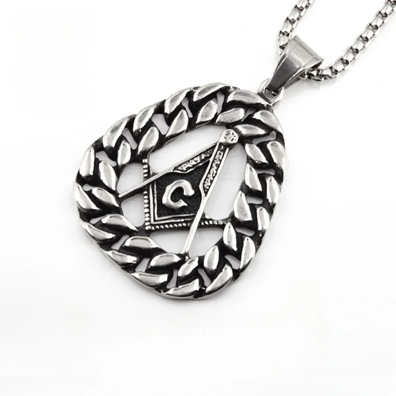 

CHUANGCHENG Fashionable Freemasons Stainless Steel Cuban Style Pendant Men's Necklace Chain