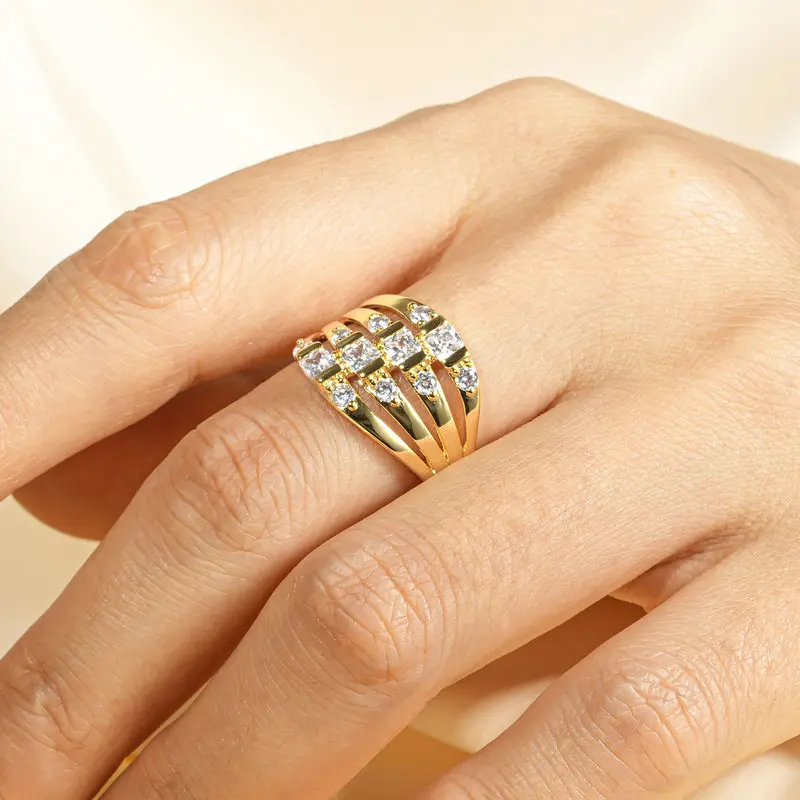 Men's Vintage CZ Simulated Diamond Multiple Rows Ring