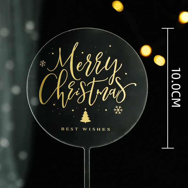 2026 Christmas Decoration Cake Merry Christmas Noel 2026 Acrylic Cake Topper Gold Xmas Theme Snowflake Cake Santa Claus Decor