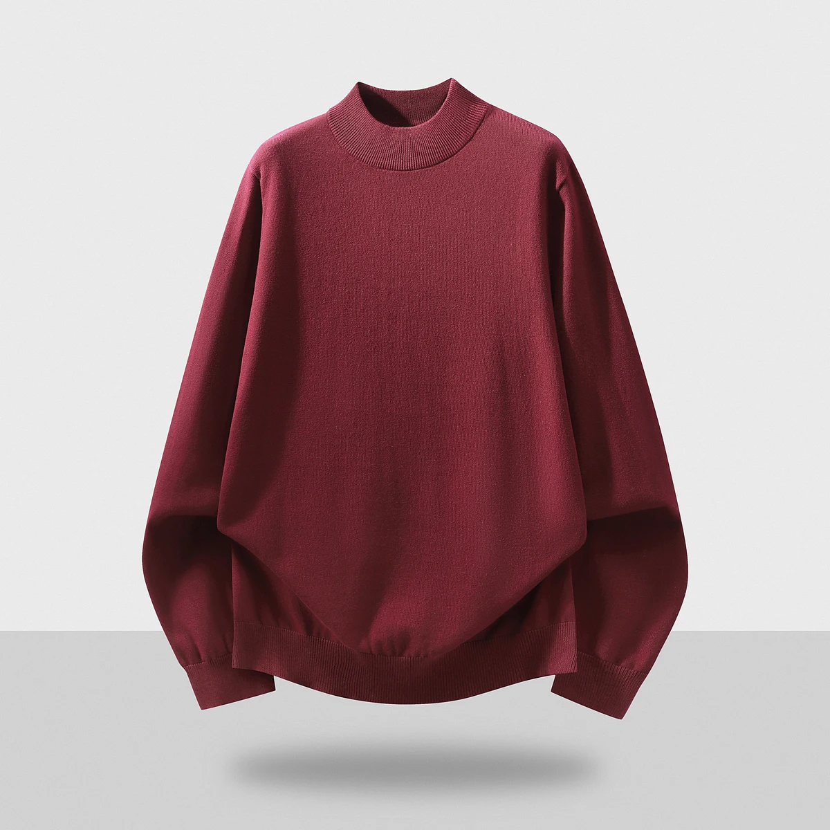 

Мужской повседневный вязаный свитер с длинным рукавом и высоким воротником, теплый, однотонный, модный базовый слой для отдыха, весна-осень