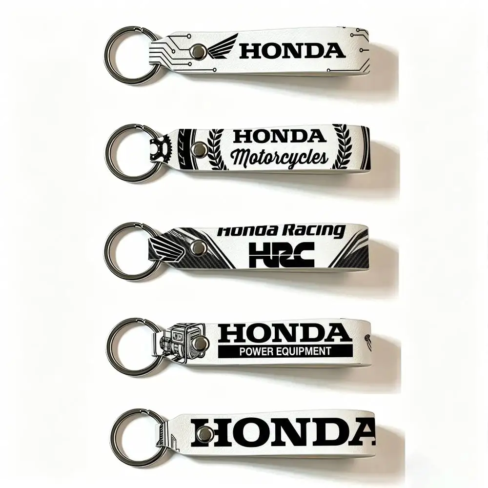 FOR HONDA RACING RIDE PU Leather Keychain Minimalist Key Holder Durable Key Organizer Car Keys Bag Accessories Gift