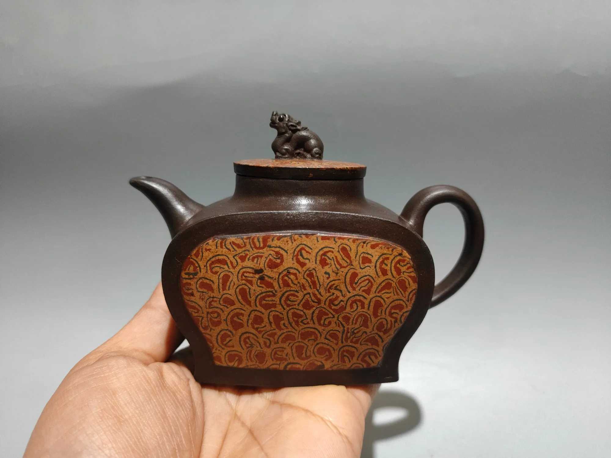 Purple Clay Pot Four sided clay pot Two tone teapot leopard print Handheld components Study Kettle Teapot  Pot Tea
