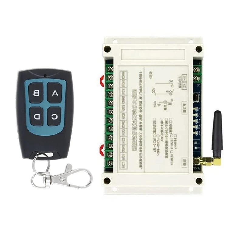 [DIGITALBUY】 30A 300M AC 220V-380V 4CH Wireless Remote Control Garage Door Switch Transmitter LED Light Relay+ 433Mhz Receiver