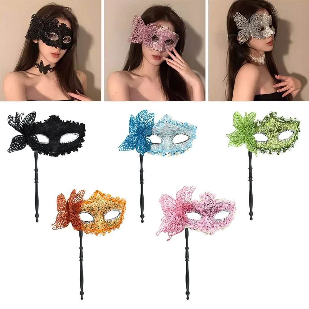 

Venetian Party Handheld Masquerade Masks Stick Side Butterfly Carnival Party Mardi Gras Masks Festival Costume Party