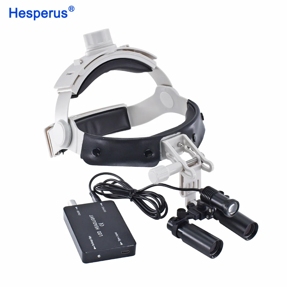 5X / 6X Den tal Magnifier Binocular Kepler Loupes Headband Adjustable with LED Headlight 5W Dentist Surgical Headlamp Tools