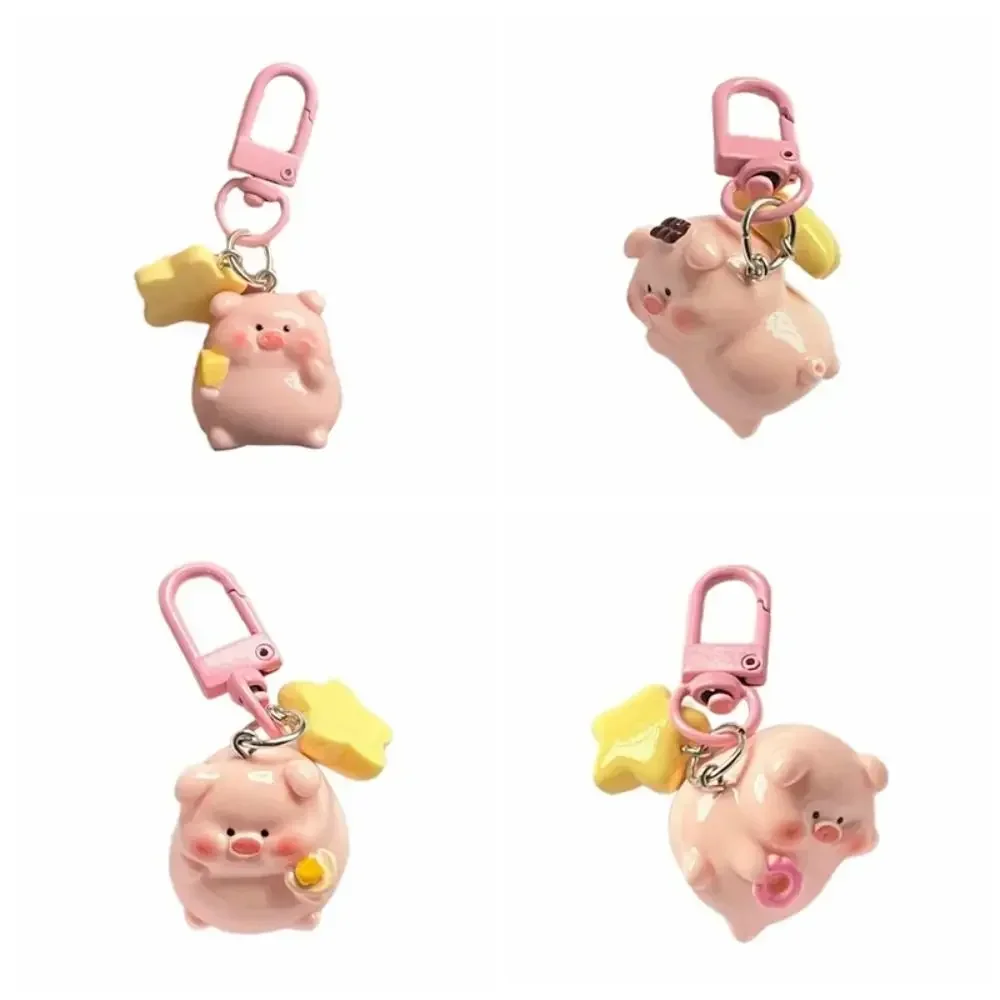 Chaveiro de resina criativa dos desenhos animados charme decoração rosa porco pingente estilo coreano saco pingente 3d chaveiro para meninas