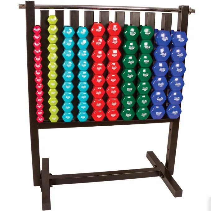 

Wholesale Low Moq Chinese Factory Commercial Vinyl Neoprene Dumbbell Storage Rack With Casters Studio Dumbbell Rack with Wheels