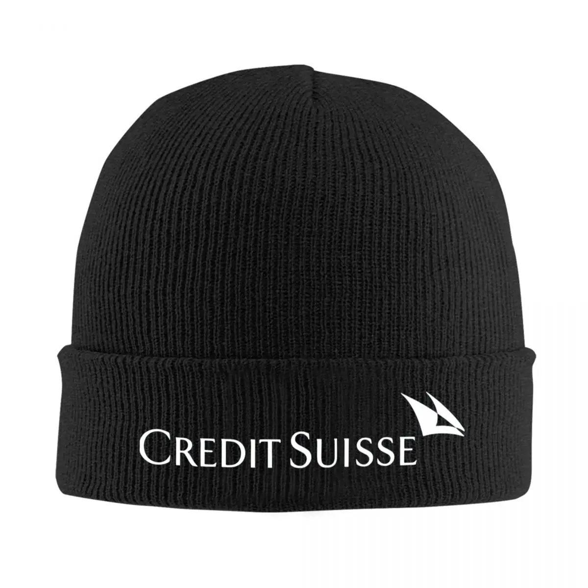 Credit Suisse White Logo Asset Management Beanie Hats Risk Management Bonnet Hats Unisex Street Hat Autumn Winter Thermal Caps