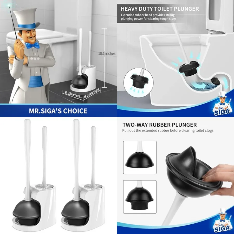 

Toilet Plunger and Bowl Brush Combo for Bathroom Cleaning,,2 Sets