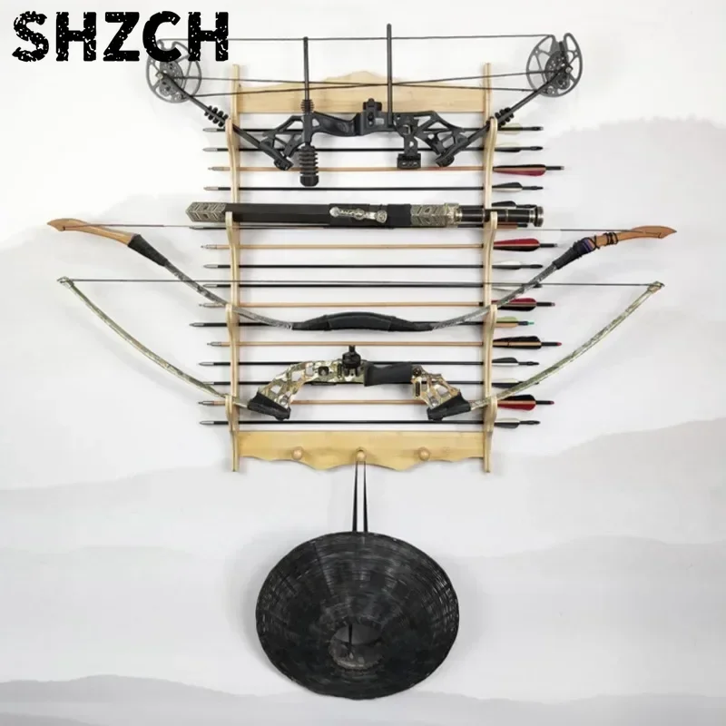 Natural Nanzhu Sword Holder Multi Layer Wall Mounted Ornament Rack Bow and Arrow Display Shelf Creative Combination for Home