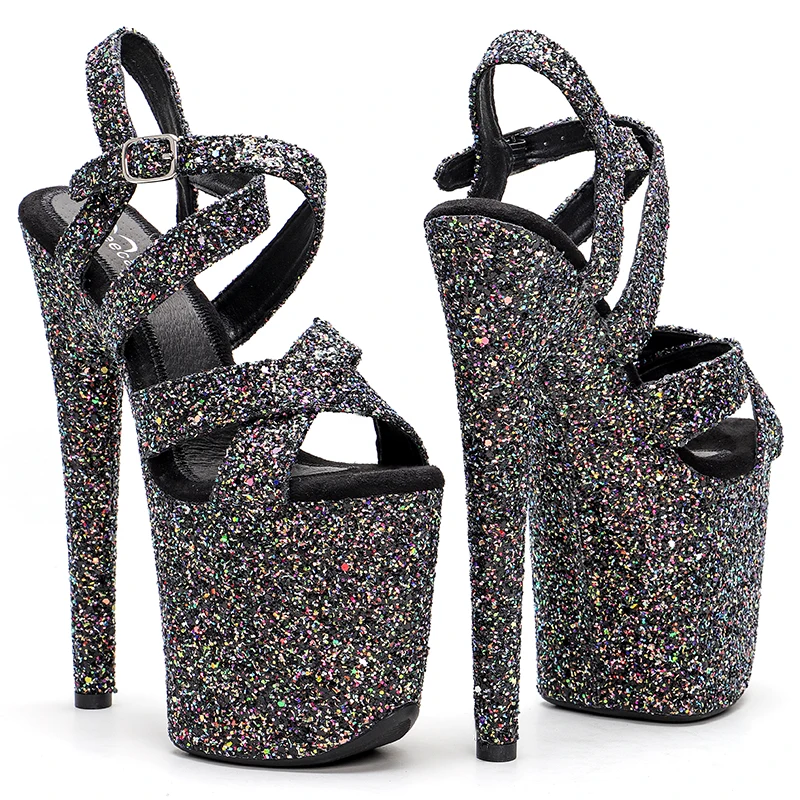 Leecabe 20cm/ 8inches glitter upper for Party Club Stripper Heels pole dance shoes