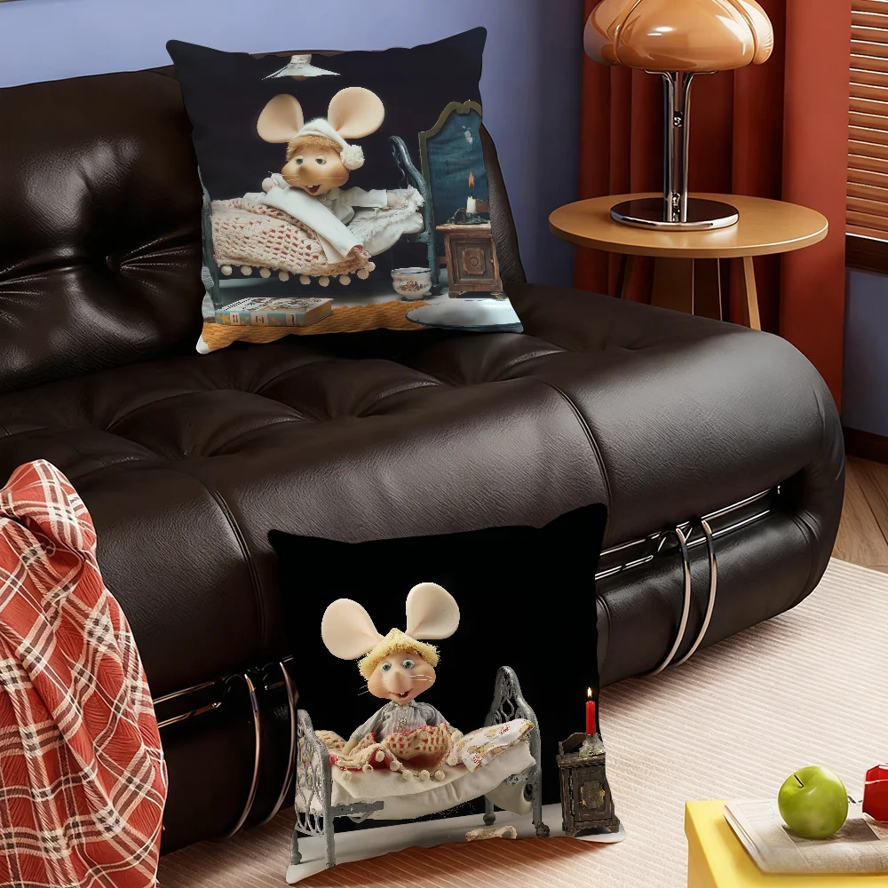 Funda de almohada con dibujos animados de T-Topo-Gigio, para sofá, sala de estar, dormitorio, cabecera, respaldo, cojín cuadrado para la siesta
