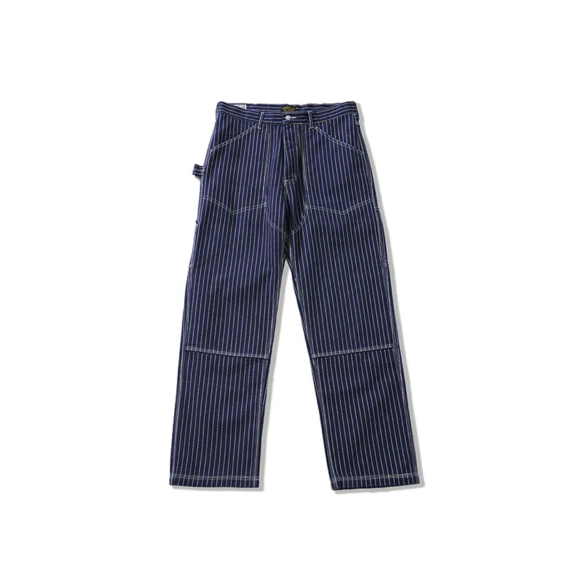 OKONKWO white jeans Ami Khaki WABASH outdoor striped pants multi-pocket denim work trousers