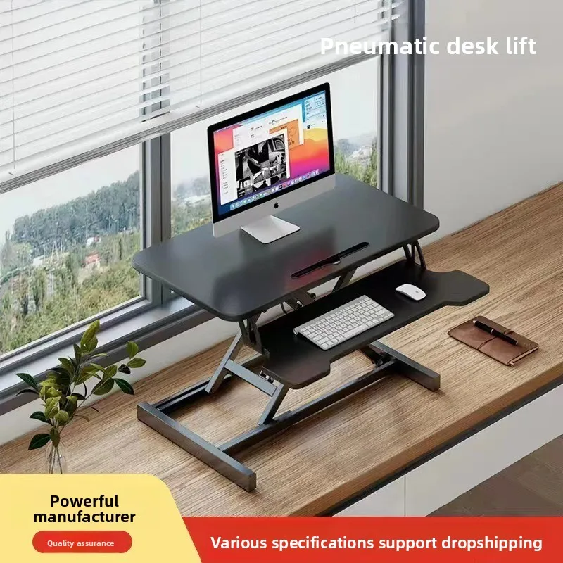 

Pneumatic Standing Desk Laptop Table Foldable Adjustable Height Office Desktop Riser for Computer Notebook Workstation