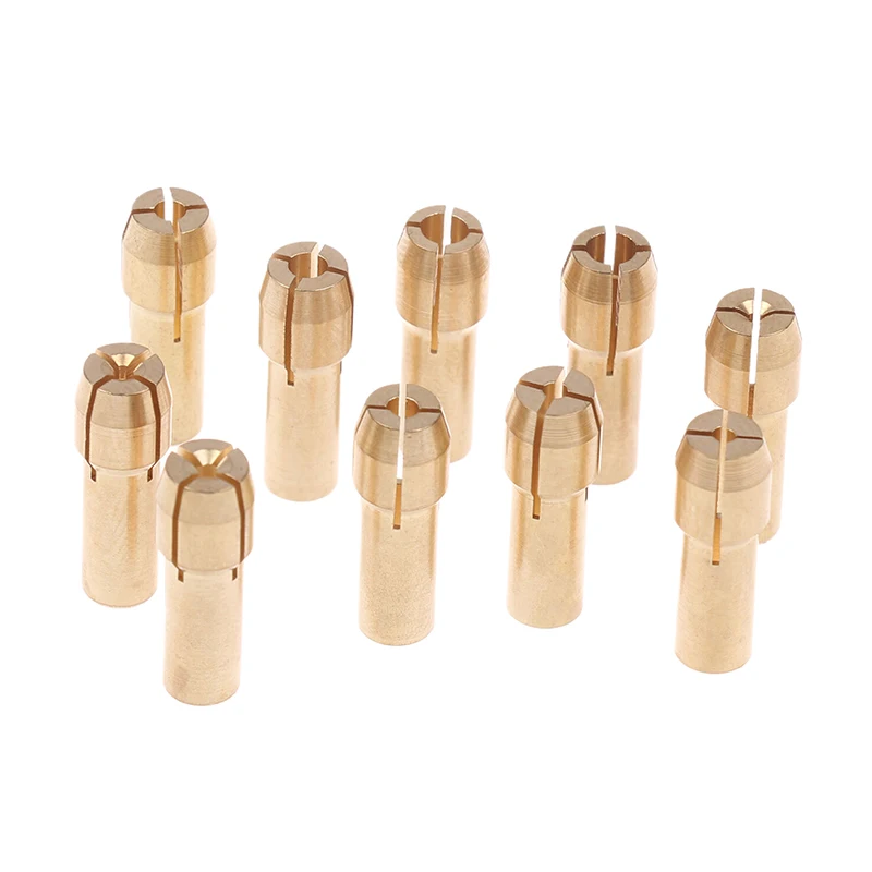 10Pcs/set 0.5mm-3.2mm Mini Drill Chucks Adapter Chucks For Chuck Adapter Micro Collet Brass DIY Power Rotary Tool