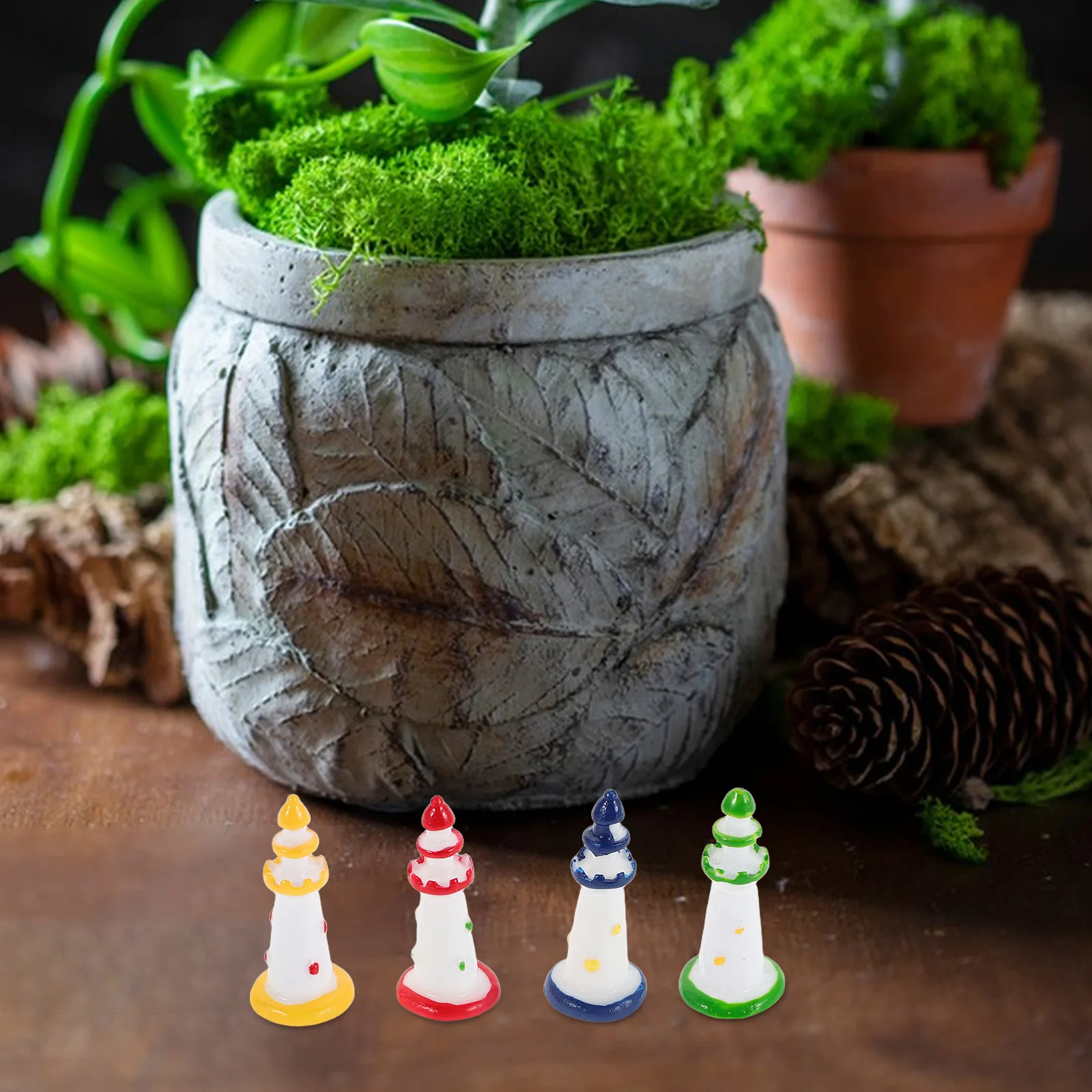 

12Pcs Coastal Lighthouse Decor Resin Micro Landscape Ornament for Aquarium Fish Tank Nautical Home Desktop Decoration Scene