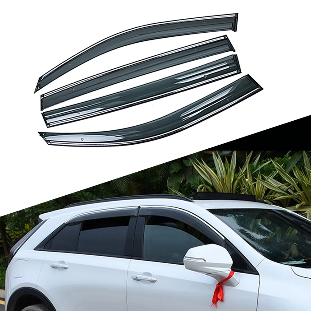 For CADILLAC XT4 2018 2019 Car Window Sun Rain Shade Visors Shield Shelter Protector Cover Frame Sticker Exterior Accessories