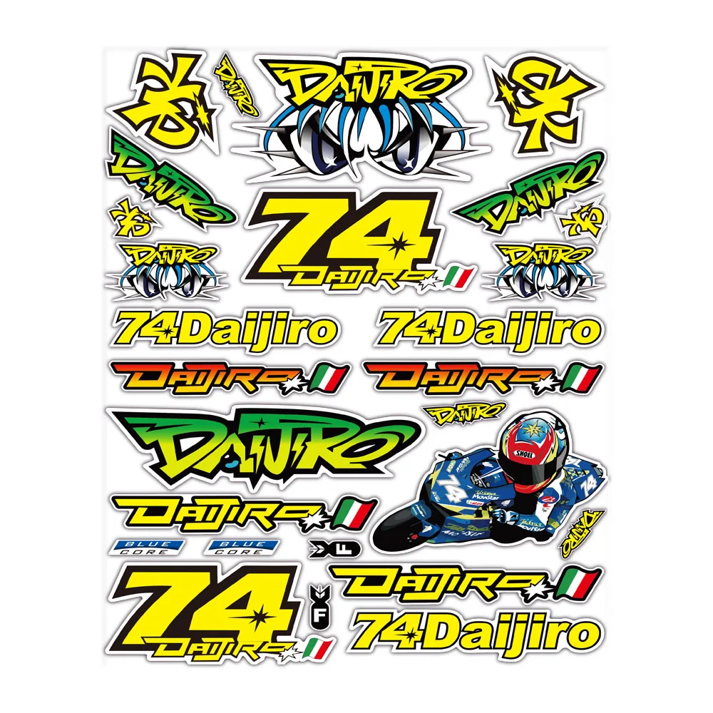 Reflective Motorcycle Accessories Racing Sticker Helmet Decal Decoration For 74 Daijiro HONDA YAMAHA SUZUKI BRIDGESTONE SHOEI