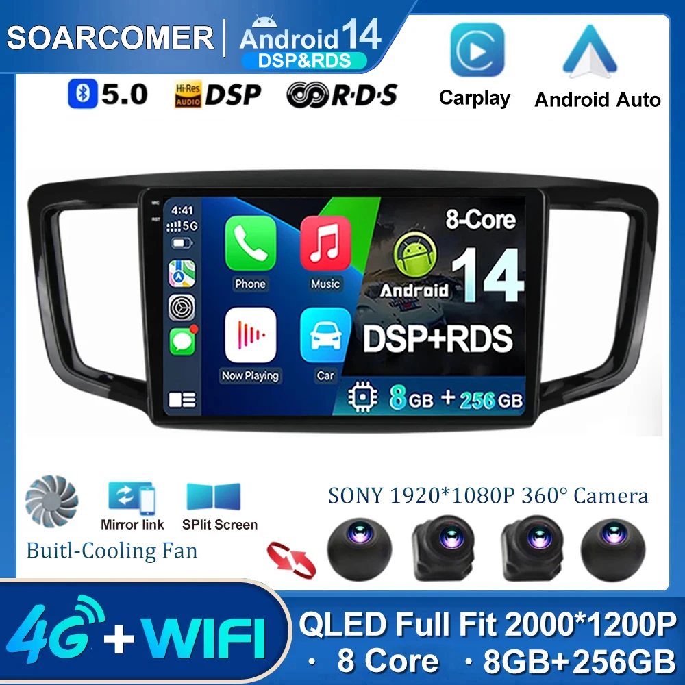 

10 Inch Android 14 Car Radio Stereo For Honda Odyssey 5 RC 2013 2014 2015-2019 DSP Multimedia Navigation GPS Head Unit 2Din DVD