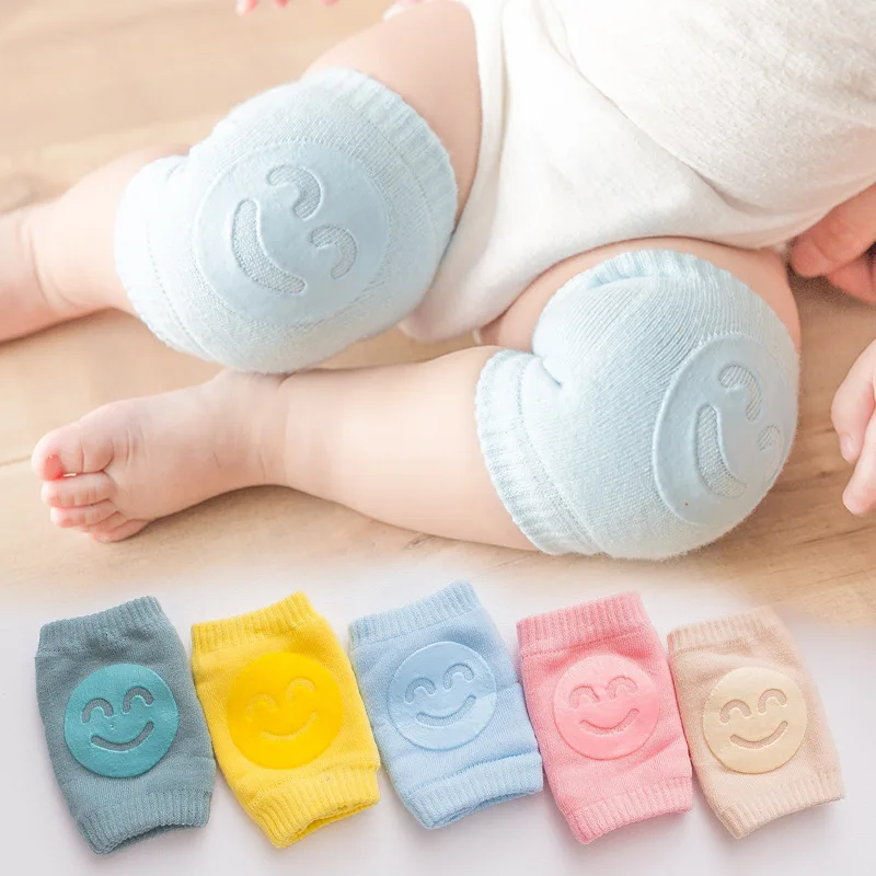 Child Knee Protector Summer Terry Baby Socks Elbow Protector Toddler Crawling Knee Protector Baby Child Smiley Face Knee Protect
