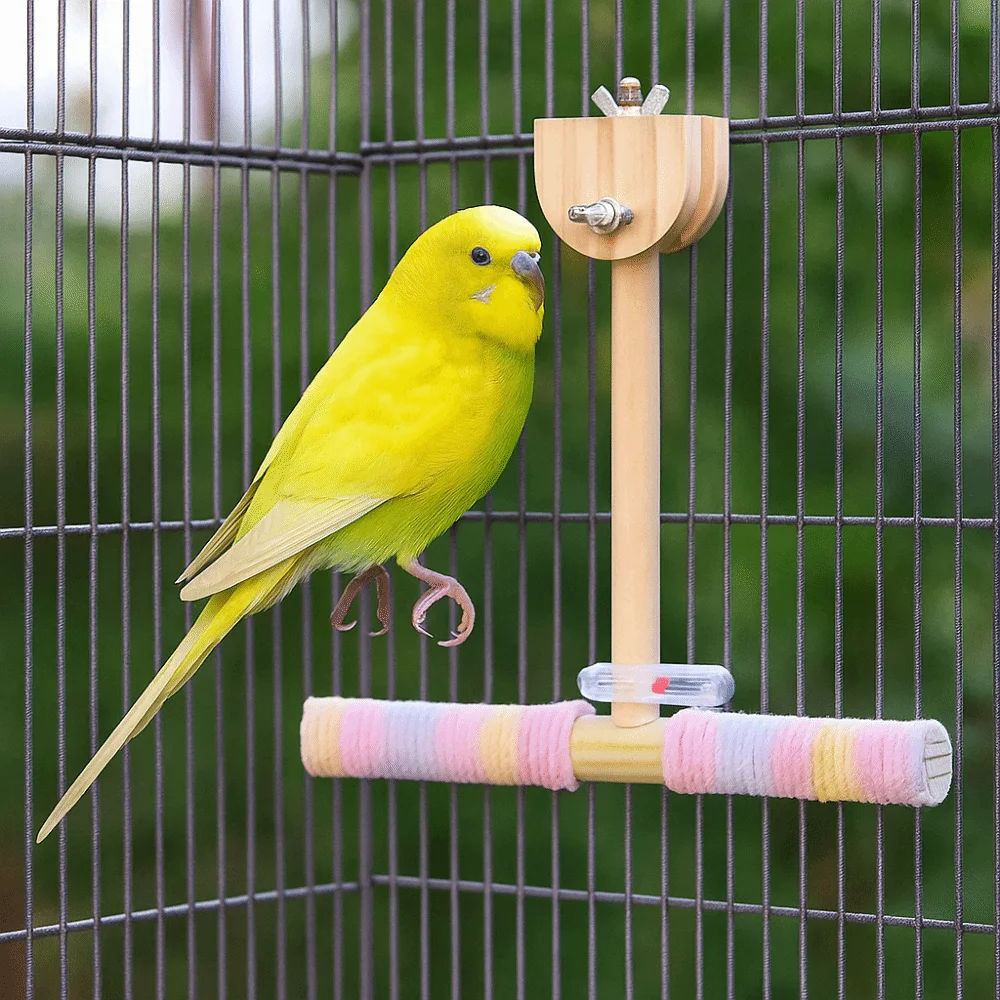 Bite Resistant Wood Parrot Swing Wear-resistant Detachable Bird Stand Toy Comfortable Grip Sturdy Bird Cage Decoration