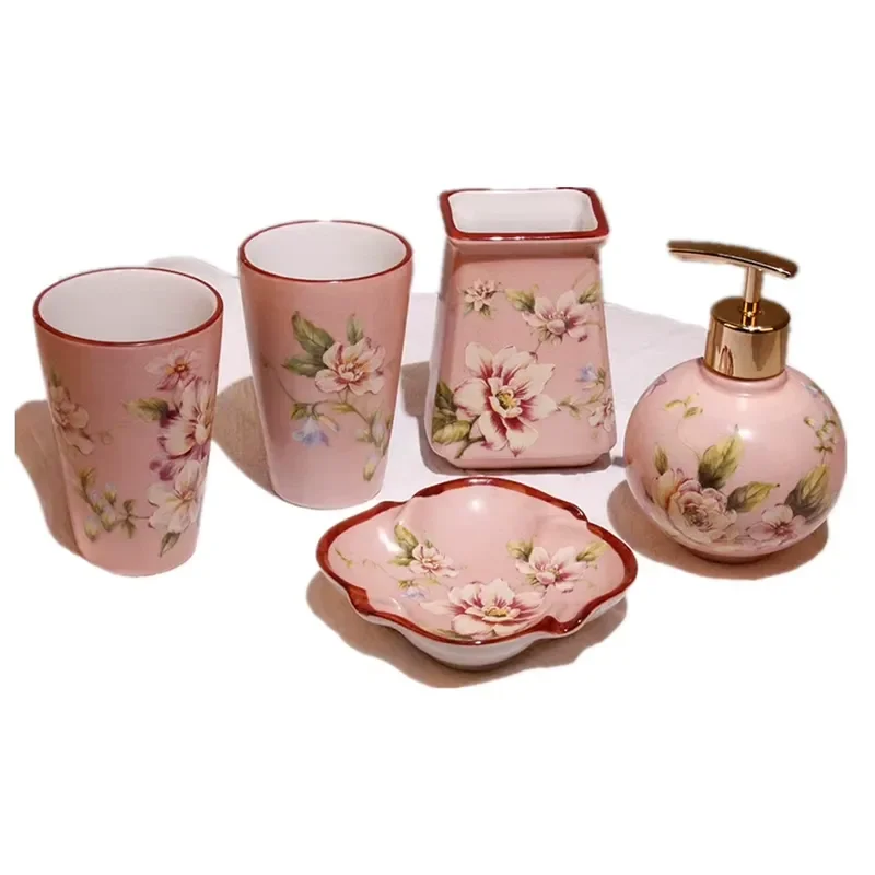 Colorful Ceramic Bathroom Accessories Set Bath Soap Dish Holder Tray Organizer Home Decor